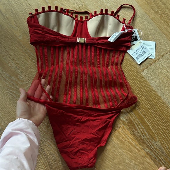 La Perla Graphique Red Corset Bodysuit - Picture 3 of 6